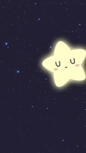 一顆微笑的卡通星星在繁星點點的夜空中閃耀。 — 星星 壁紙