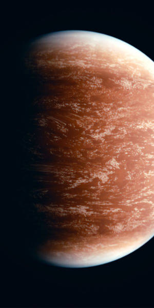 深空中一顆帶有旋轉雲層的紅色行星。 — 火星人布魯諾 壁紙