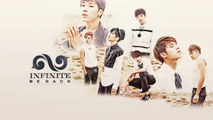 七位 K-pop 偶像在沙漠場景中為 Infinite Be Back 專輯。 — K-pop 壁紙