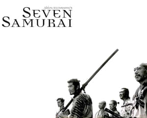 七位身穿傳統長袍的武士戰士手持武器側身而立，神情莊嚴堅定。 — 日本武士 壁紙