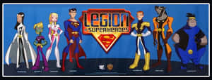 Legion of Super Heroes 動畫團隊海報，包含七個角色。 — 卡通 壁紙