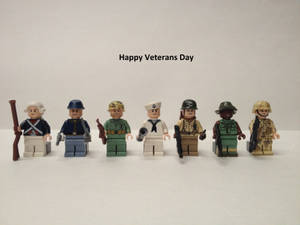 七個身穿不同軍服的LEGO士兵人偶，用於退伍軍人節。 — 樂高旋風忍者 壁紙