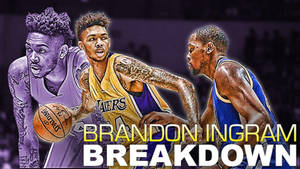 三位籃球運動員在比賽中，帶有「Brandon Ingram Breakdown」文字。 — 運動 壁紙