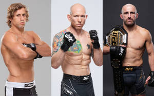 三位身穿戰鬥裝備的男性MMA拳手為肖像照擺姿勢。 — 運動 壁紙