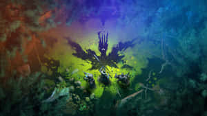 三位身穿盔甲的冒險者在夜晚發光的森林中面對一個陰影人物。 — 粉紅色美學桌面 壁紙