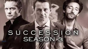 三位身穿西裝的男子為Succession Season 3露出嚴肅表情。 — 繼承 壁紙