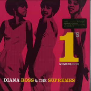 Diana Ross and the Supremes' Number Ones 的專輯封面，粉紅色背景上有三位身穿黑色連衣裙的女性。 — 專輯封面 壁紙