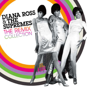 Diana Ross and The Supremes 身穿銀色服裝，以彩虹為背景。 — 音樂 壁紙