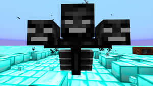 三個終界使者在Minecraft中站在冰塊上，在漸變天空下。 — 我的世界 壁紙