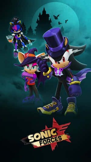 Sonic Forces 萬聖節角色以女巫和蝙蝠服裝，以鬼怪城堡為背景。 — 索尼克 壁紙