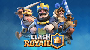 三個動畫戰士身穿盔甲手持武器，帶有Clash Royale標誌 — 部落衝突：皇室戰爭 壁紙