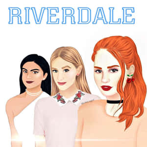三個插圖風格的 Riverdale 角色，擁有獨特的髮型和服裝。 — 河谷鎮 壁紙