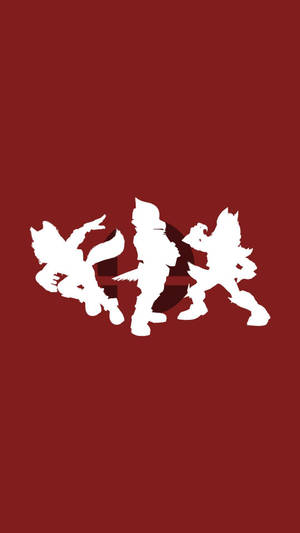 三個風格化的戰士剪影在紅色背景上擺出戰鬥姿勢。 — 九尾狐 壁紙
