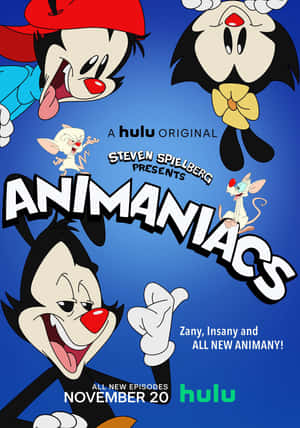 動畫節目《Animaniacs》的宣傳海報， featuring 其主要卡通角色。 — 狂歡三寶 壁紙
