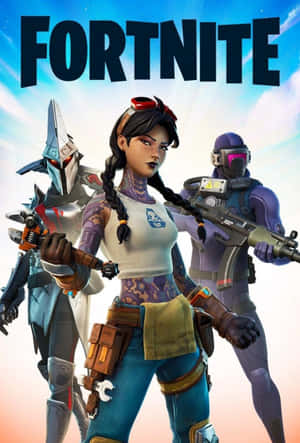 三個身穿戰鬥裝備的Fortnite角色手持武器。 — iPad Air 壁紙