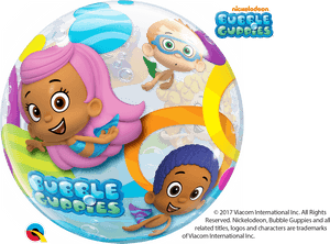 Bubble Guppies 角色在水中泡泡裡游泳。