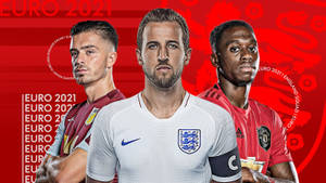 三名英格蘭足球員身穿 Euro 2021 球衣為球隊合照擺姿勢。 — 運動 壁紙