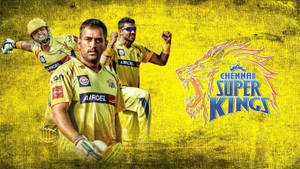 Chennai Super Kings 板球運動員身穿黃色制服與球隊標誌合影。 — 板球 壁紙