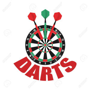 三支飛鏢插在飛鏢靶上，下方有 darts 字樣。 — 運動 壁紙
