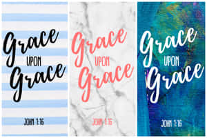 三款壁紙設計，帶有 Grace Upon Grace 字句和約翰福音 1:16 引用。 — MacBook Pro 14 壁紙