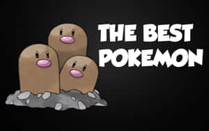 三隻地鼠寶可夢從岩石中出現，上面有粗體文字寫著「THE BEST POKEMON」。 — 可愛寶可夢 壁紙