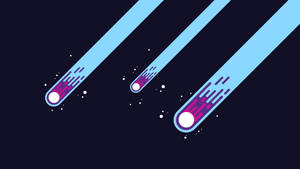 三顆發光的彗星，帶有藍色軌跡和紫色尾巴，劃過黑暗的星空。 — 設計 壁紙