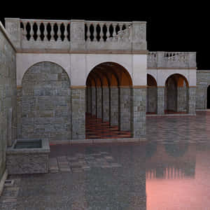 中世紀庭院3D渲染圖