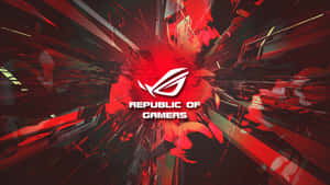 ROG Republic of Gamers 標誌被紅色和黑色數位碎片包圍。 — 玩家共和國 壁紙