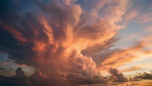 日落時分，橘色與粉紅色的壯觀乳狀雲。 — 天空 壁紙