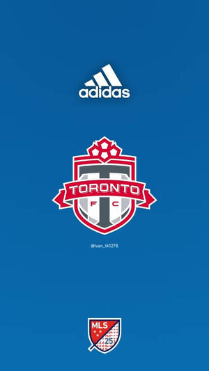 多倫多FC足球隊標誌，帶有Adidas和MLS徽章，背景為藍色。 — 愛迪達 GIF 壁紙