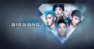 BigBang專輯封面，五位成員以鮮豔髮色在鑽石框架中。 — 빅뱅 壁紙