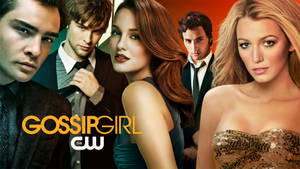 Gossip Girl 電視劇演員穿著魅力正式服裝，在橙色背景前。 — 花邊教主 壁紙