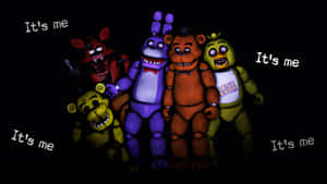 黑暗場景中五個Freddy's電子動畫和「It's me」文字。 — 狂歡三寶 壁紙
