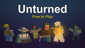 來自遊戲 Unturned 的五個風格化殭屍角色，帶有「Free to Play」文字。 — 電玩遊戲 GIF 壁紙