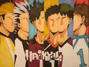 穿著隊服的 Haikyuu 動漫角色以側面輪廓展示 — 排球少年 壁紙