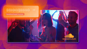 人們在帶有SoundCloud品牌的霓虹燈夜店中跳舞。 — Soundcloud 壁紙