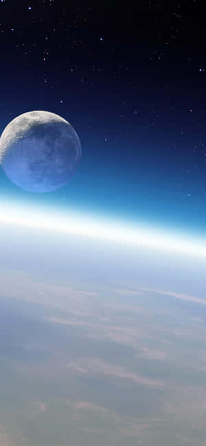 從太空看月亮和地球，夜空中有星星。 — 小米15S Pro 壁紙