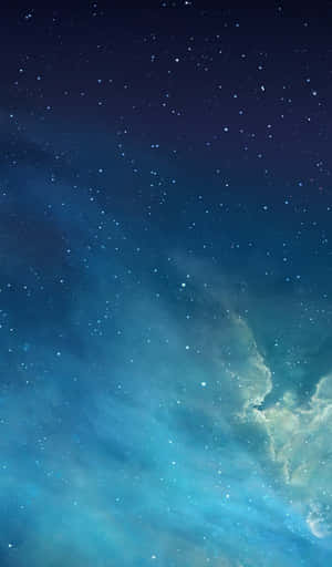 廣闊的星空，深空中閃耀著藍色和藍綠色的星雲雲層。 — Galaxy Tab A 壁紙