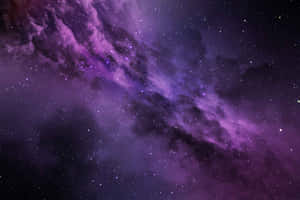 充滿星星和暗雲的深空紫色宇宙星雲。 — 放大 壁紙
