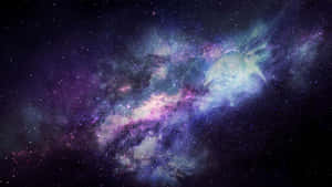 在深空中充滿星星的充滿活力的紫色和藍色星雲。 — 宇宙美學 壁紙