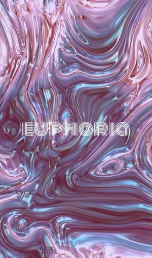 紫色和藍色的抽象漩渦液體，帶有 euphoria 字樣 — 可愛又粉嫩 壁紙