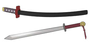 插圖風格的武士刀連刀鞘，白色背景 — 刀劍神域 壁紙