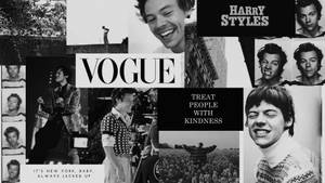 黑白拼貼，包含Harry Styles照片、Vogue雜誌文字和勵志語錄。 — 哈利波特 美學 壁紙