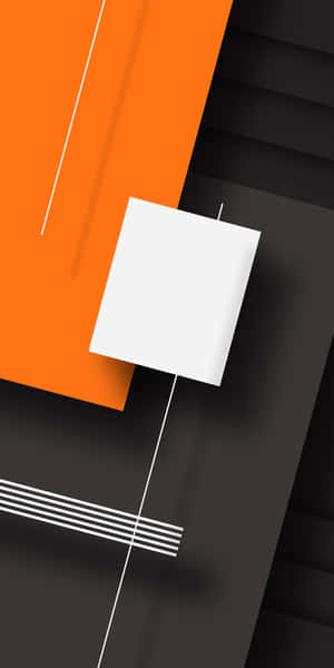 以橙色、黑色和白色形狀和線條組成的抽象幾何設計。 — Pixel 3 壁紙