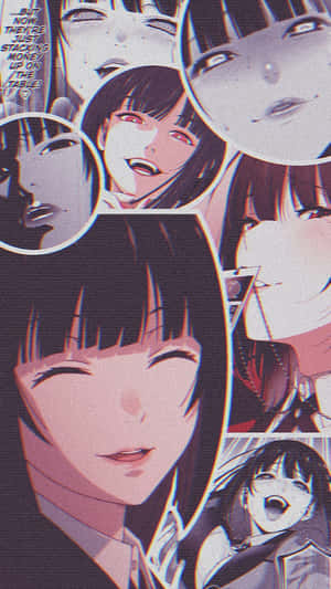 動漫角色在漫畫面板中展現強烈表情，粉紅和紫色調。 — 不思議遊戯 壁紙