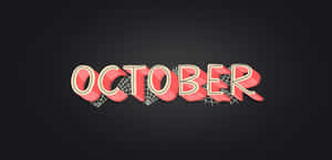 粗體紅色3D字母拼寫的「October」，帶有蜘蛛網細節，背景為深色。 — 十月 壁紙