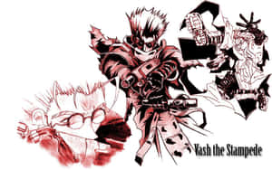 動漫角色 Vash the Stampede 等手持槍械擺出戰鬥姿勢。 — 槍神 壁紙