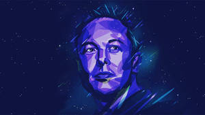 伊隆·馬斯克的風格化肖像，背景是繁星點點的夜空和宇宙條紋。 — 伊隆·馬斯克 GIF 壁紙