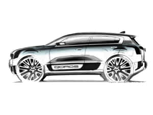 現代QOROS SUV設計的黑白草圖。 — 高清汽車 壁紙