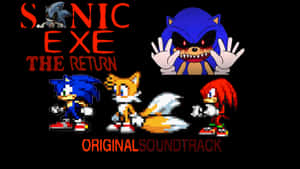恐怖遊戲封面，帶有怪物化的 Sonic 角色和像素藝術風格。 — 音速小子 壁紙